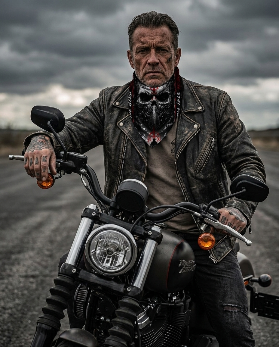 Biker am Motorrad